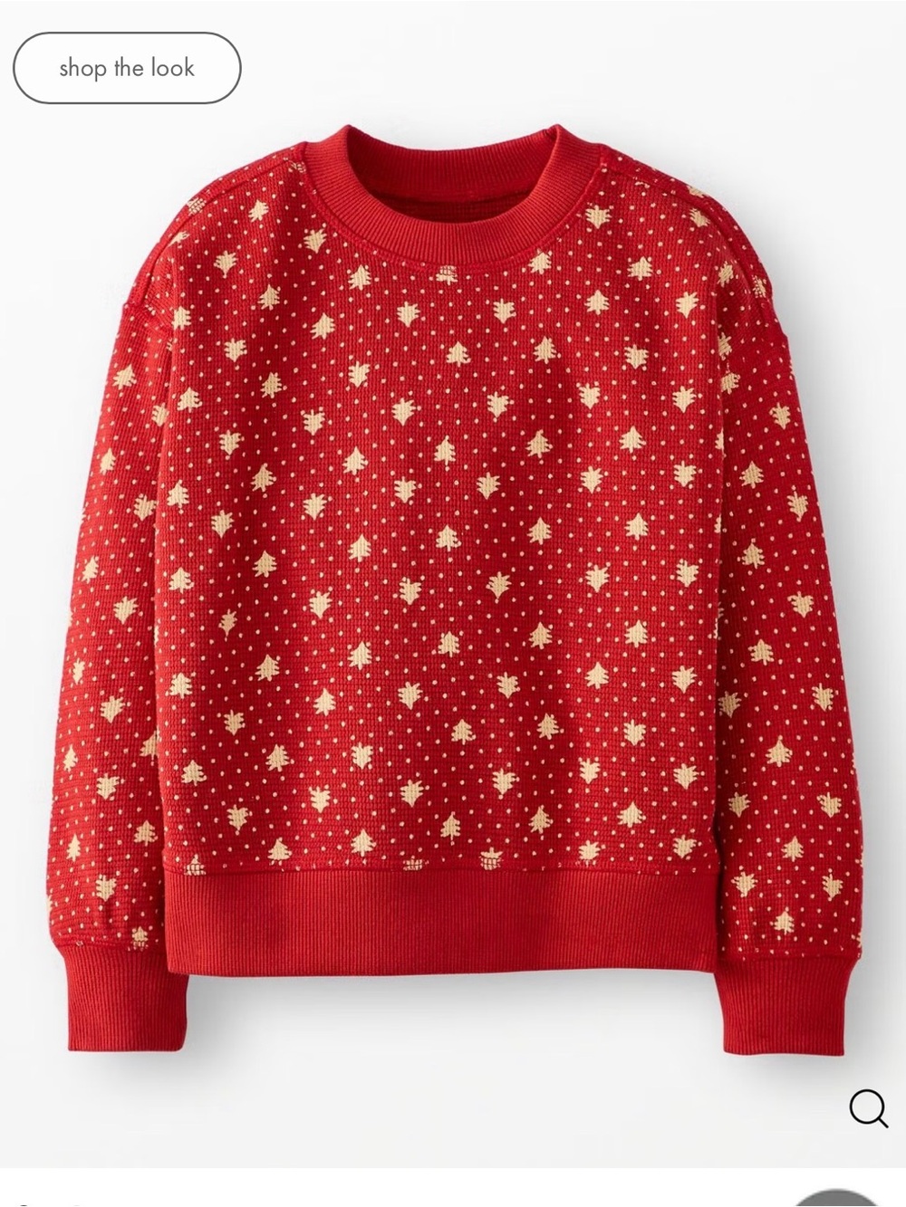 Hanna Andersson Waffle Crewneck Sweatshirt. Red with Gold Tree Print. NWT